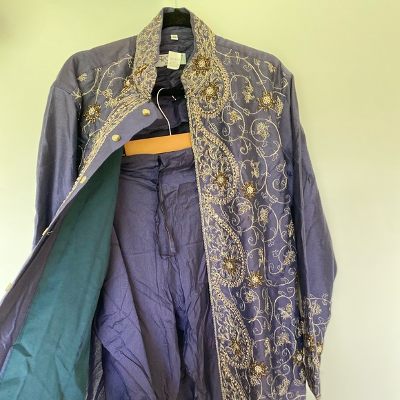 Traditional Indian Beaded Wedding Sherwani & Pants - Picture 7 of 8